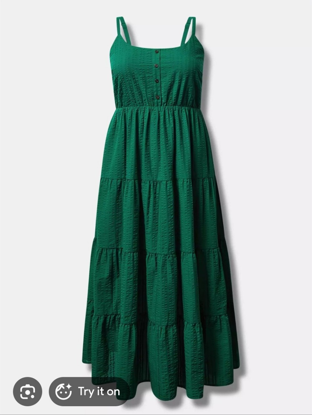 torrid Emerald Green Tiered Maxi Dress with Spaghetti Straps - Picture 3 of 5